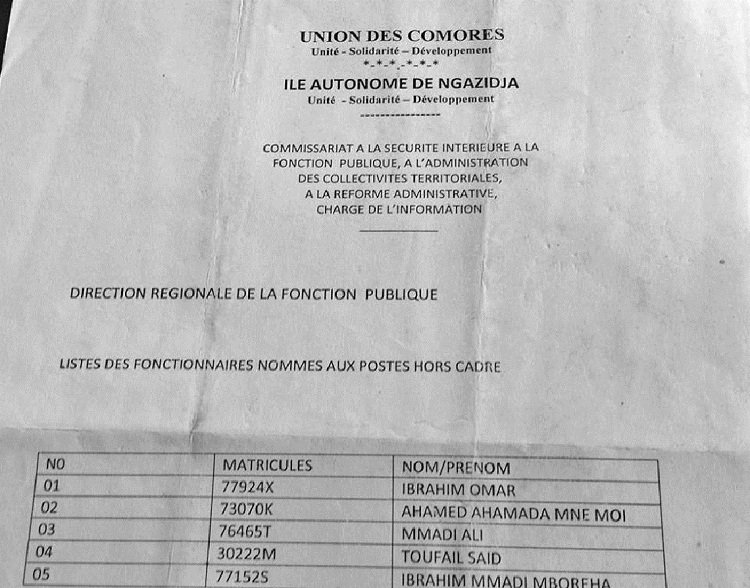 image Fop Ngazidja : La grosse gaffe de Hassani Hamadi